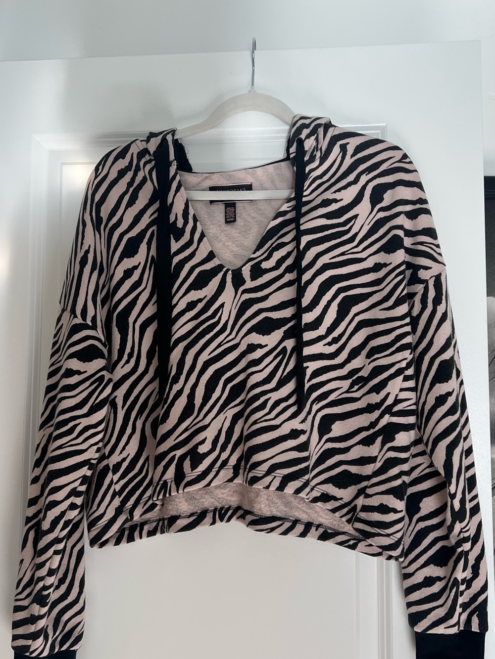 Victoria’s Secret Pink and Black Zebra V-Neck Hoodie